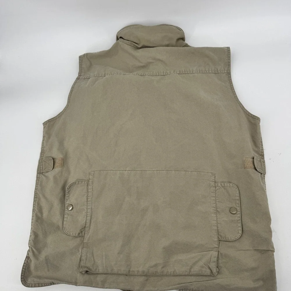 Vintage 80s Banana Republic Safari Vest‎ Mens L Khaki Tan Multi Pocket Utility